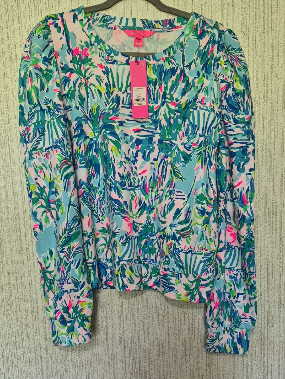 NWT Lilly Pulitzer Large Jansen Sweatshirt Blue Ibiza Cabana Cocktail